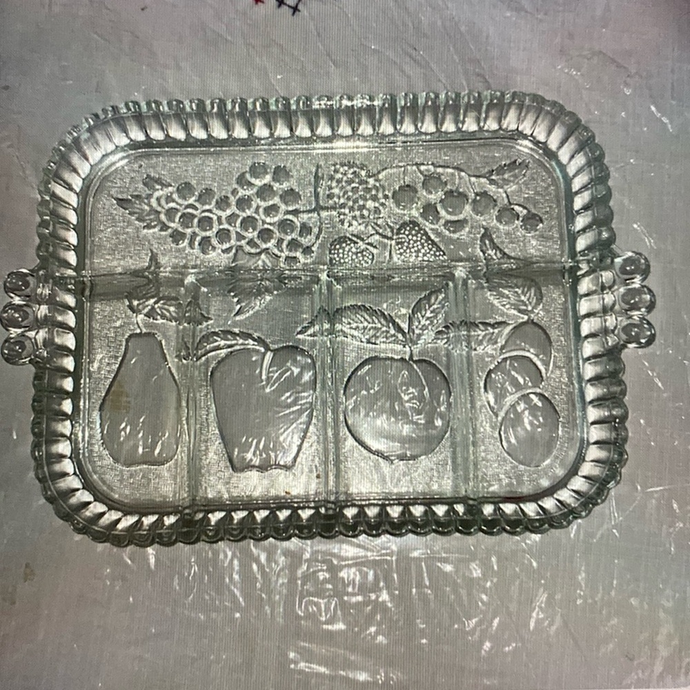 Crystal Relish Tray very heavy
